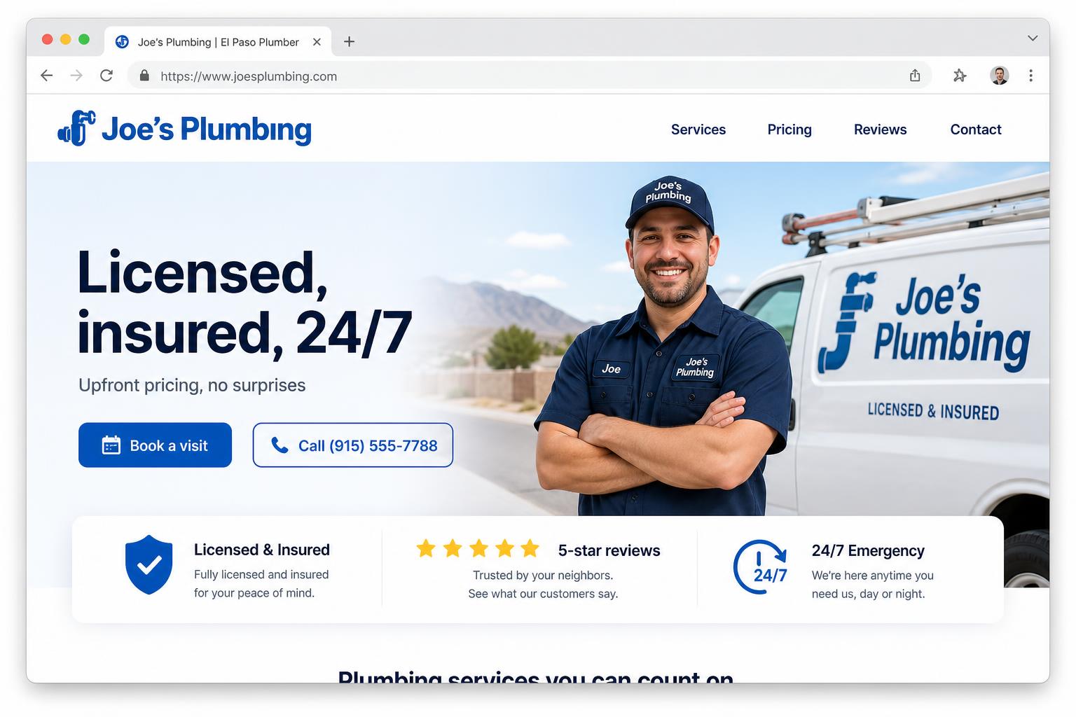 Joe's Plumbing finished website