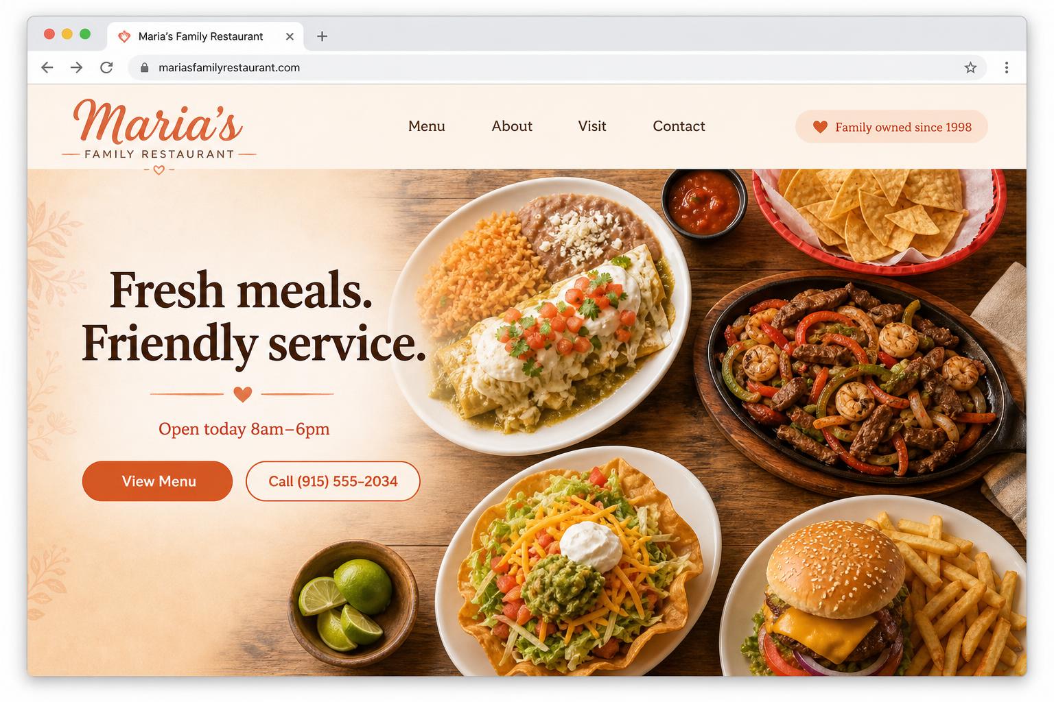 Maria's Family Restaurant finished website
