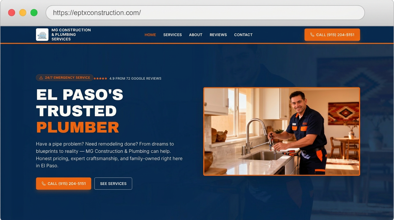 MG Construction & Plumbing Services finished website